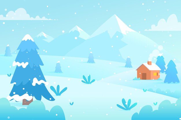 Free Vector flat design winter landscape