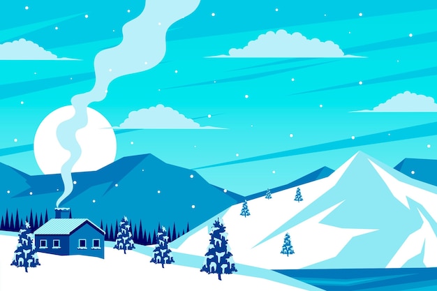 Flat design winter landscape