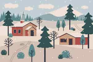 Free vector flat design winter landscape