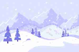 Free vector flat design winter landscape