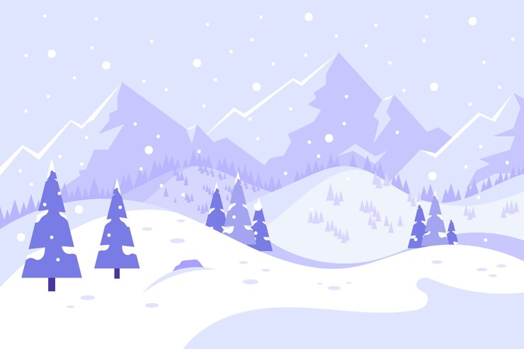 무료 Vector 평면 디자인 겨울 풍경