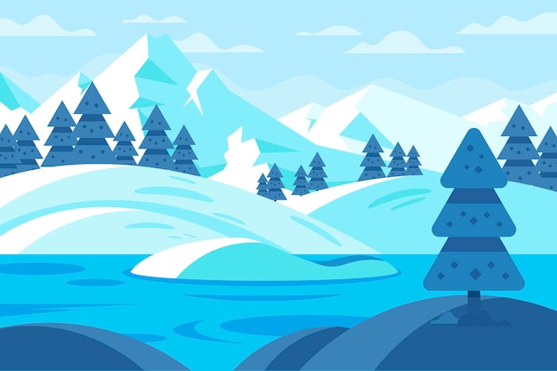 Free vector flat design winter landscape