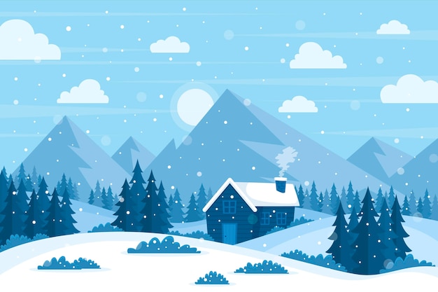 flat design winter landscape