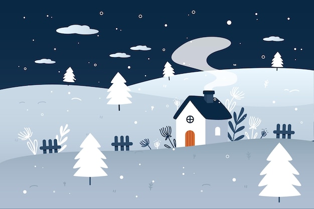 Free vector flat design winter landscape