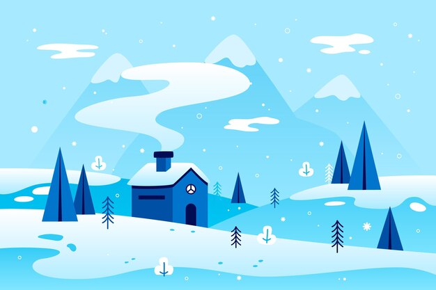 Flat design winter landscape