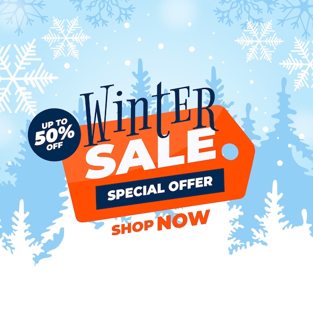 Free vector flat design winter sale banner concept