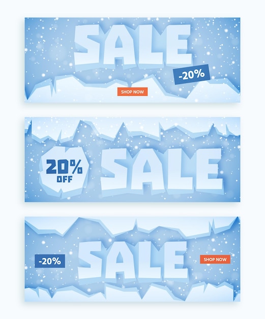 Free vector flat design winter sale banners set