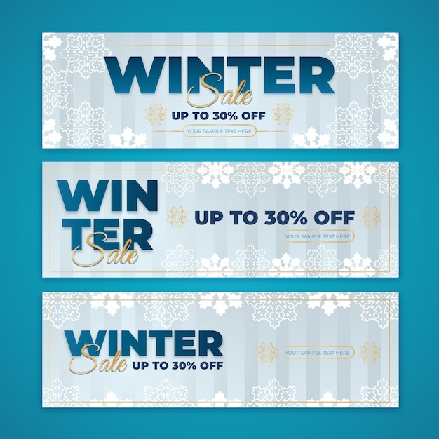 Flat design winter sale banners template