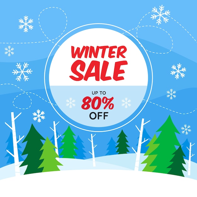 Flat design winter sale concept