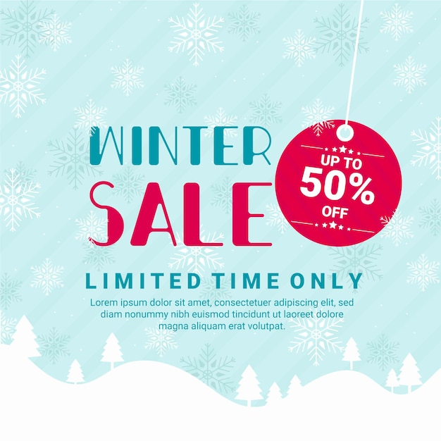 Flat design winter sale concept