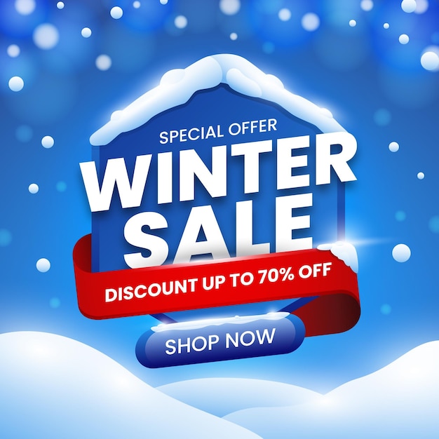 Flat design winter sale special offer promo