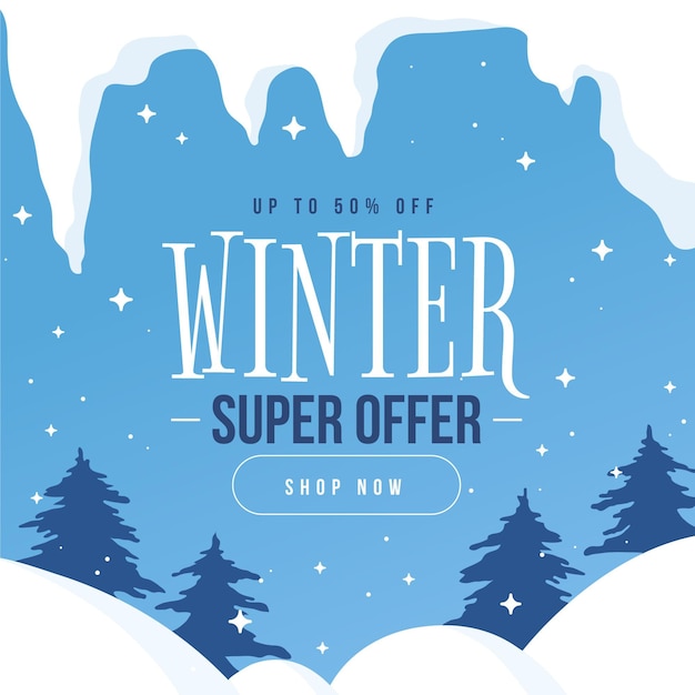 Flat design winter sale