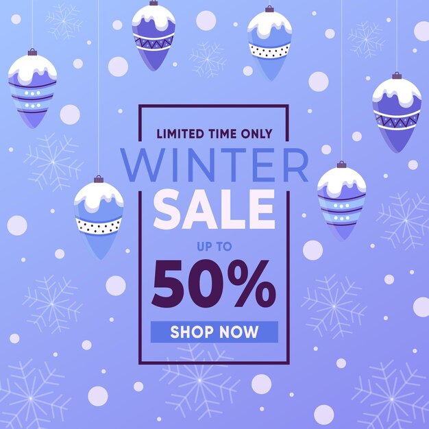 Flat design winter sale