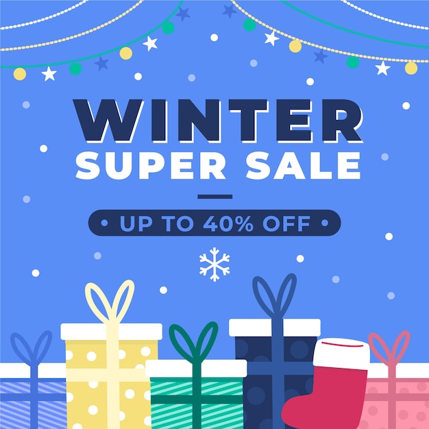 Flat design winter sale