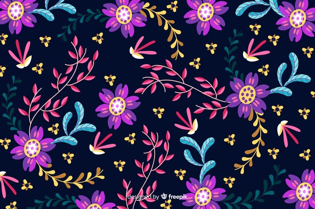 Flat design with floral background