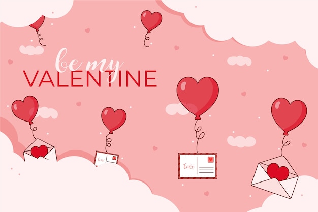 Vettore gratuito design piatto con carta da parati di san valentino