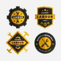 Free vector flat design workers international day badges