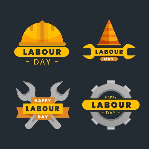 Flat design workers international day labels