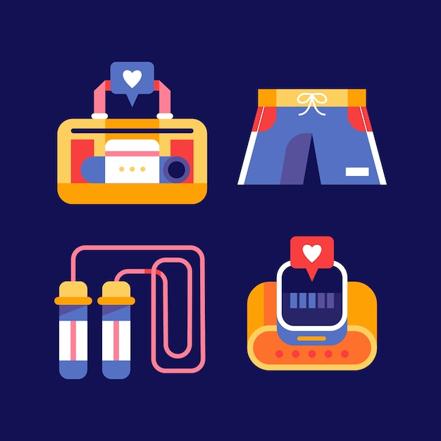 Free vector flat design workout routine element collection