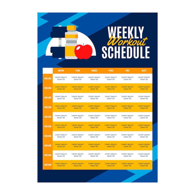 Flat design workout routine schedule template