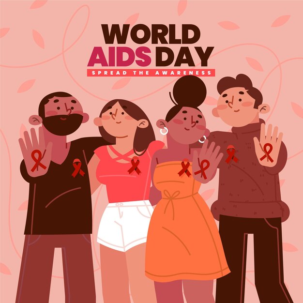 Всемирный день борьбы со СПИДом в плоском дизайне с лентами