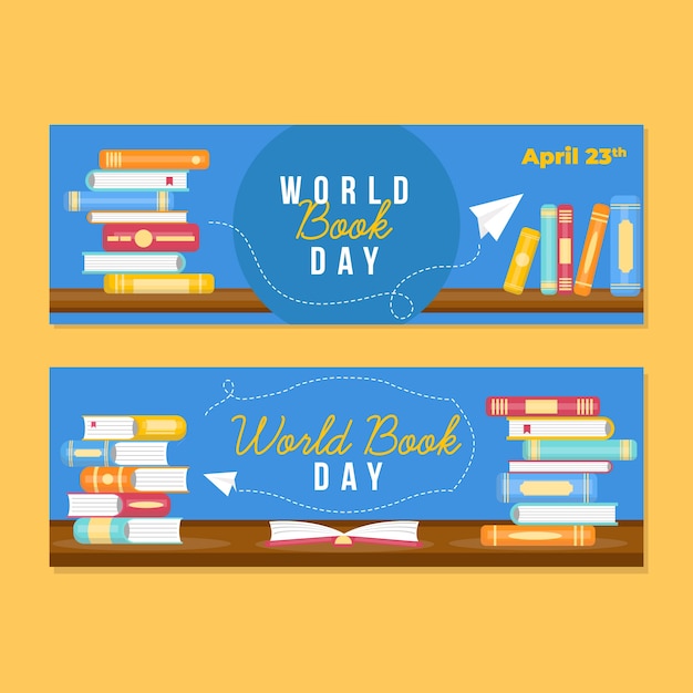 Free vector flat design world book day banner collection