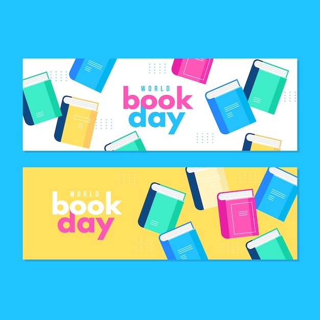 Free vector flat design world book day banners design
