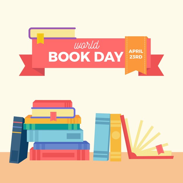 Flat design world book day concept