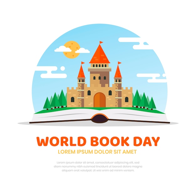 Flat design world book day concept