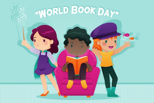 Flat design world book day concept