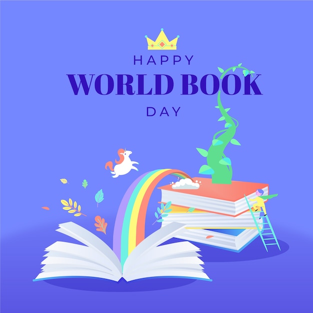 Плоский дизайн Всемирный день книги дизайн событий