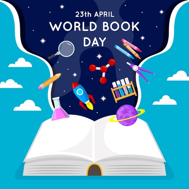 Flat design world book day theme