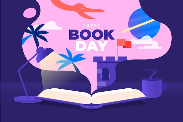 Flat design world book day theme