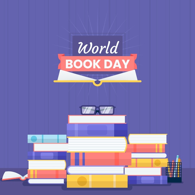 Flat design world book day