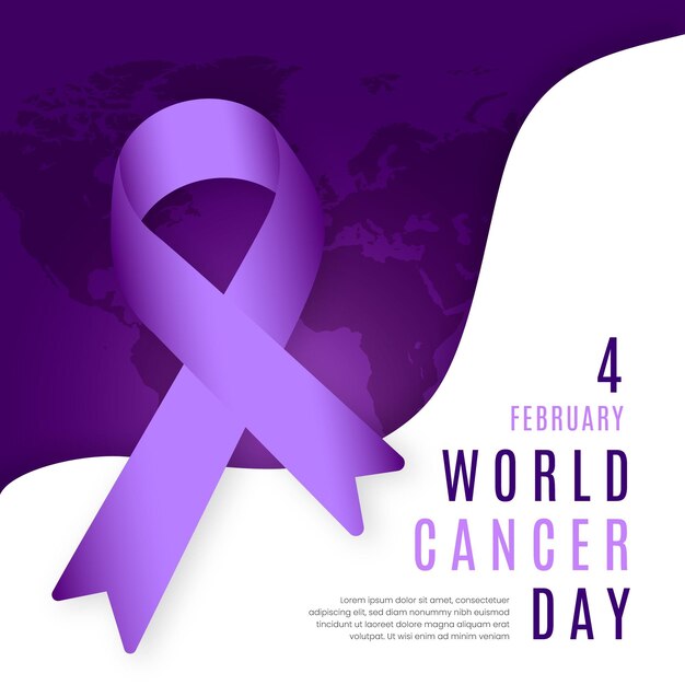 Flat design world cancer day background with ribbon
