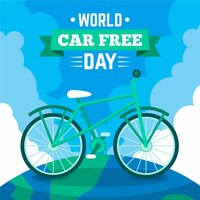 Flat design world car free day concept