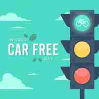 Free vector flat design world car free day concept