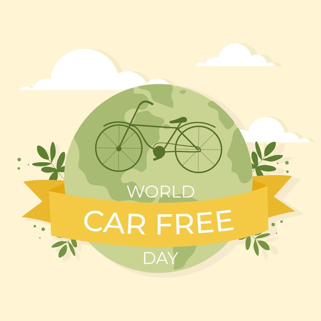 Flat design world car free day illustration