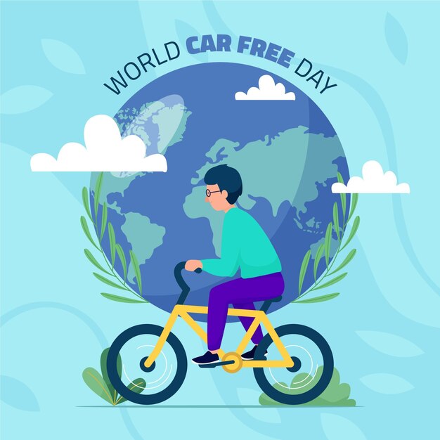 Flat design world car free day