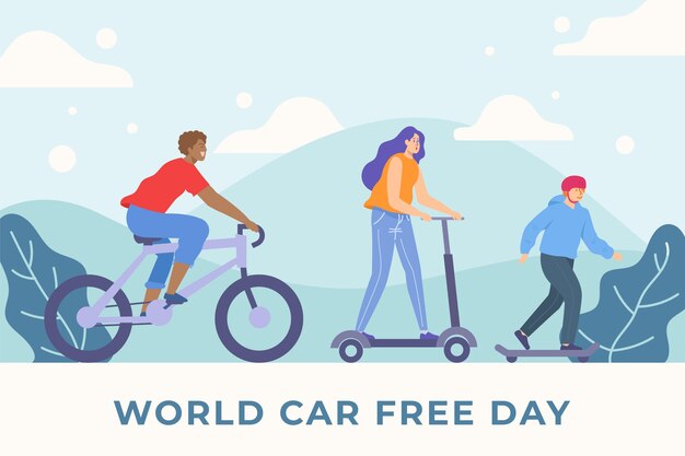 Flat design world car free day