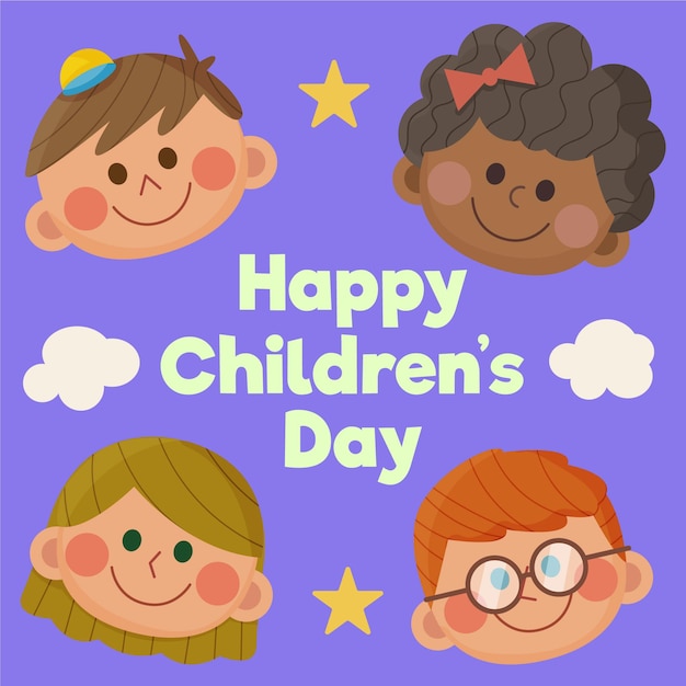 Flat design world children's day illustration