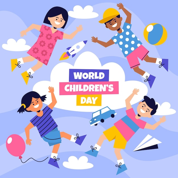 Flat design world childrens day concept