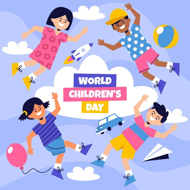 Плоский дизайн всемирного дня защиты детей