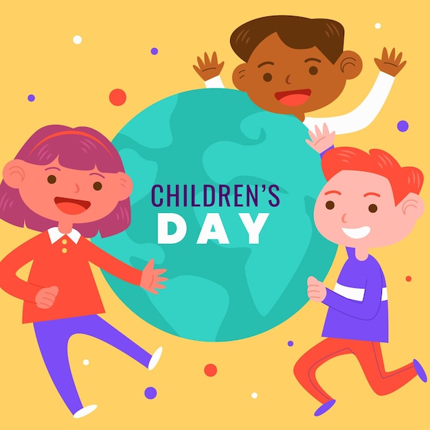 평면 디자인 세계 어린이 날 개념