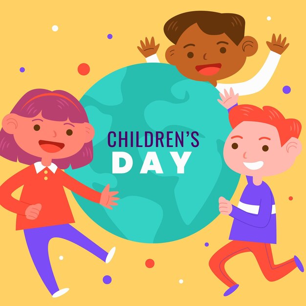 Плоский дизайн всемирного дня защиты детей