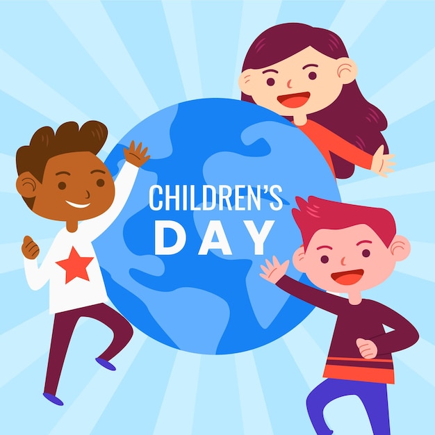 Flat design world childrens day concept