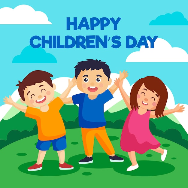 Flat design world childrens day concept