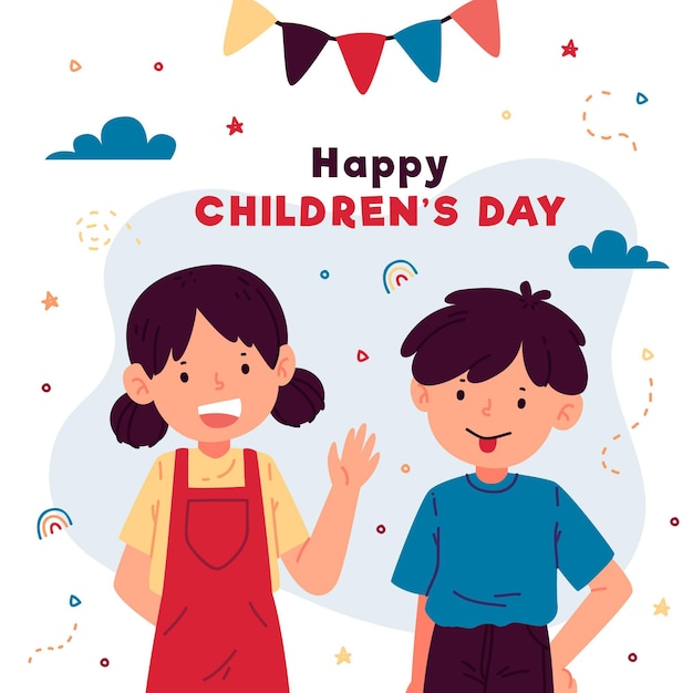 Flat design world childrens day concept