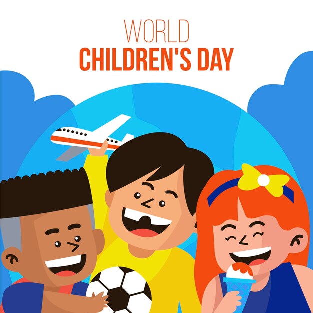 Flat design world childrens day concept