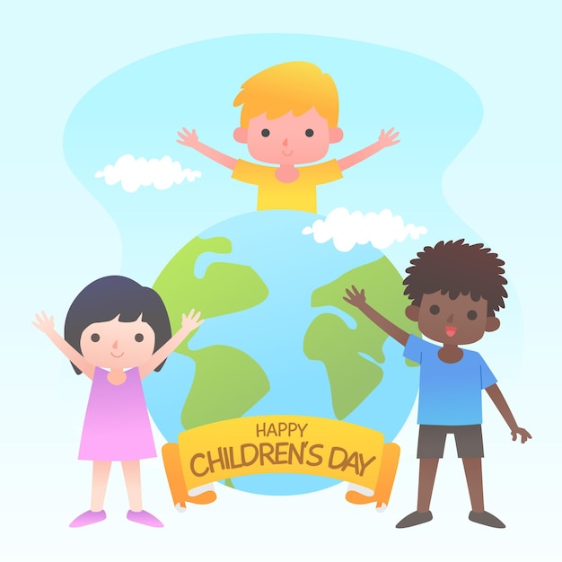 Flat design world childrens day